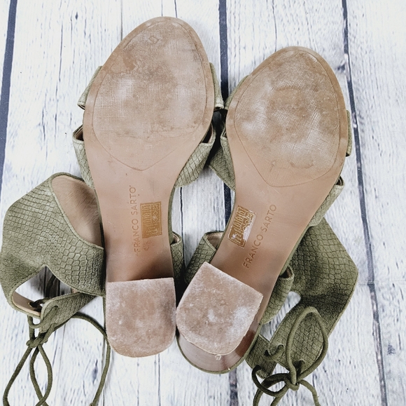 FRANCO SARTO | Gem suede leather strappy open toe lace-up heeled sandals - Picture 7 of 10